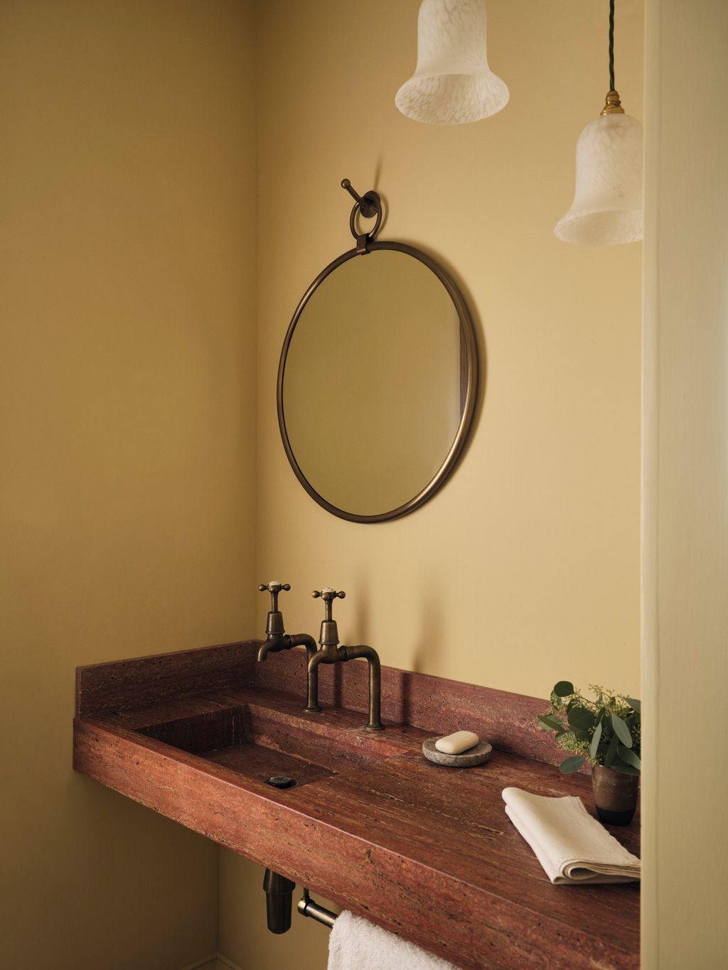 Image may contain Lamp Sink Sink Faucet Plant and Basin
