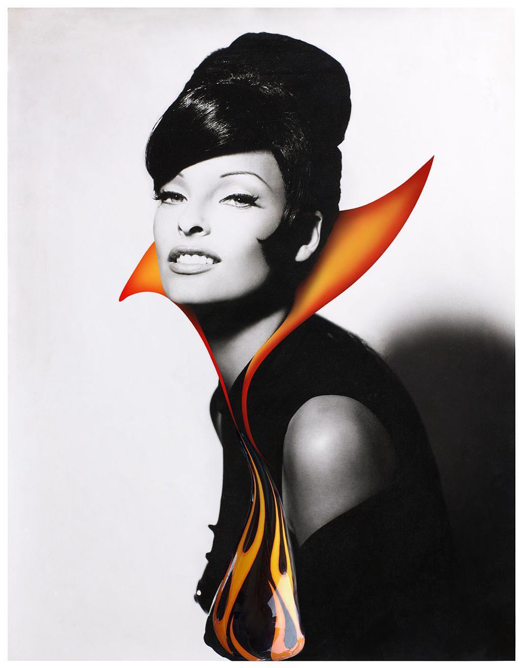 Image may contain Linda Evangelista Face Head Person Photography Portrait Adult Black Hair Hair and Art