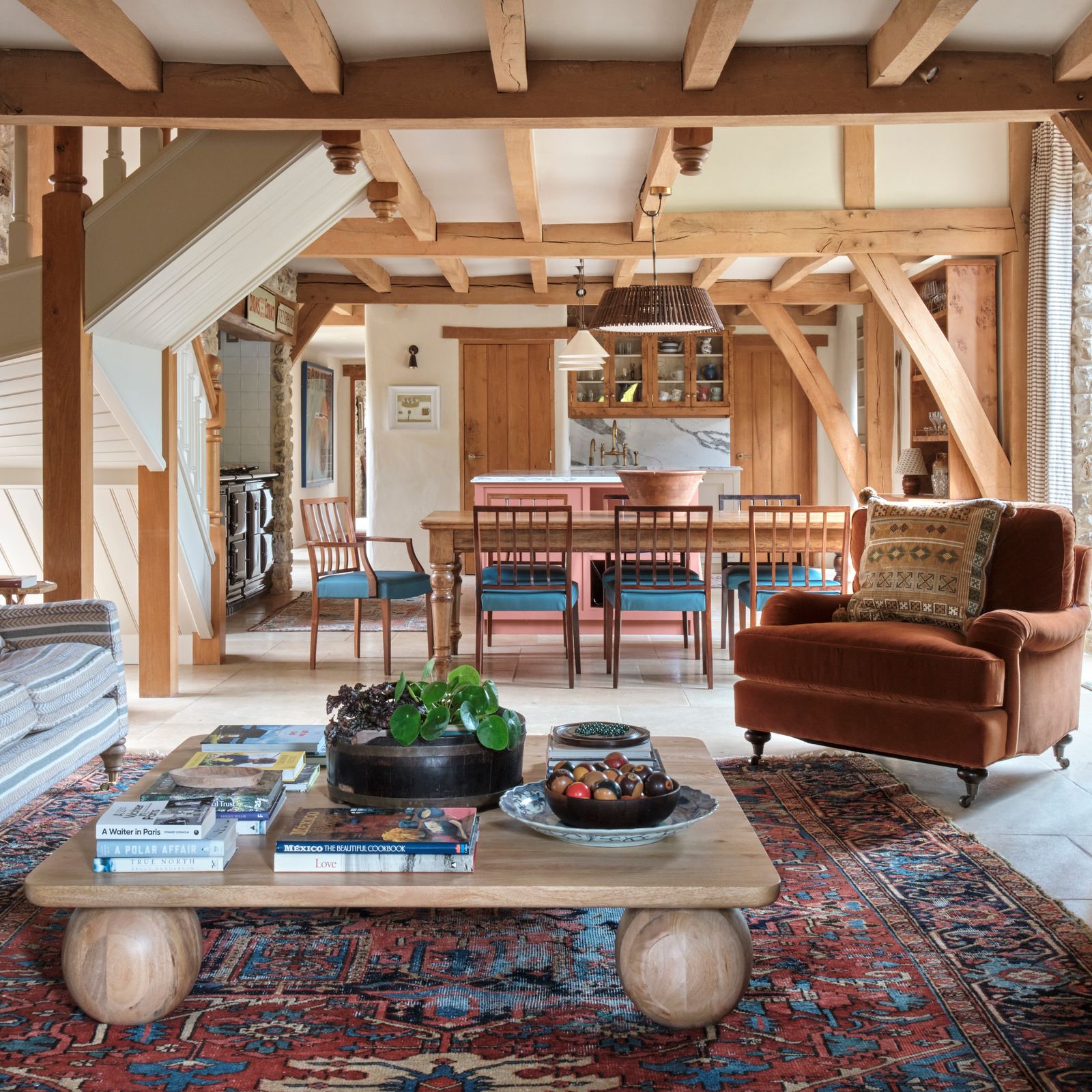 An 18th-century barn in Somerset transformed with pattern and warm colours by Polly Ashman