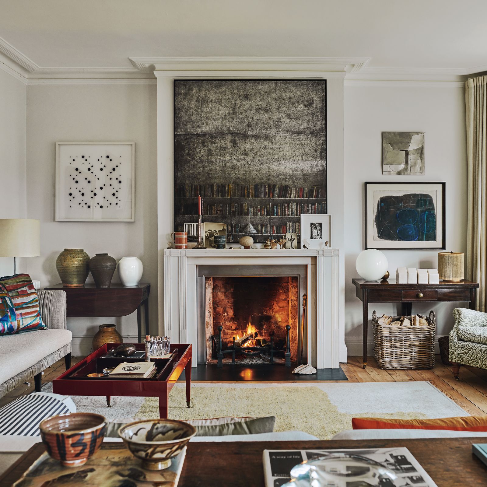 An elegant mansion flat overlooking Hampstead Heath filled with carefully collected objects by its interior designer owner
