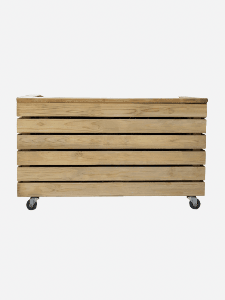 Image may contain: Box, Crate, Plant, Potted Plant, Wood, Furniture, and Bed