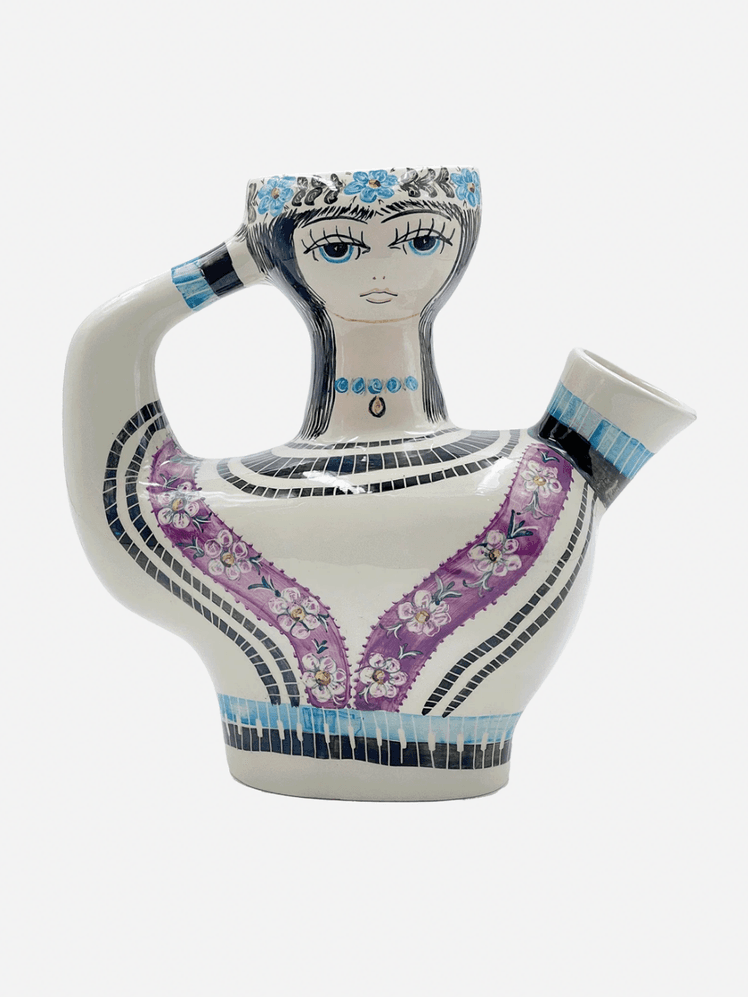 Image may contain Hideko Mizuno Pottery Cookware Pot Art Porcelain Smoke Pipe Face Head and Person